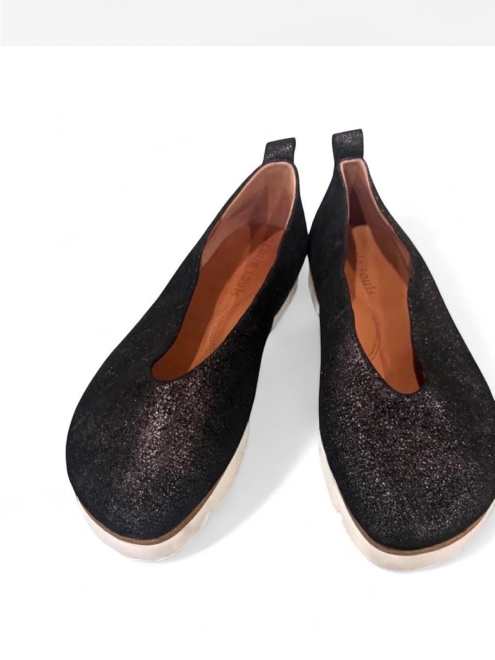 Kenneth Cole Black Glitter Slip-On Flats
